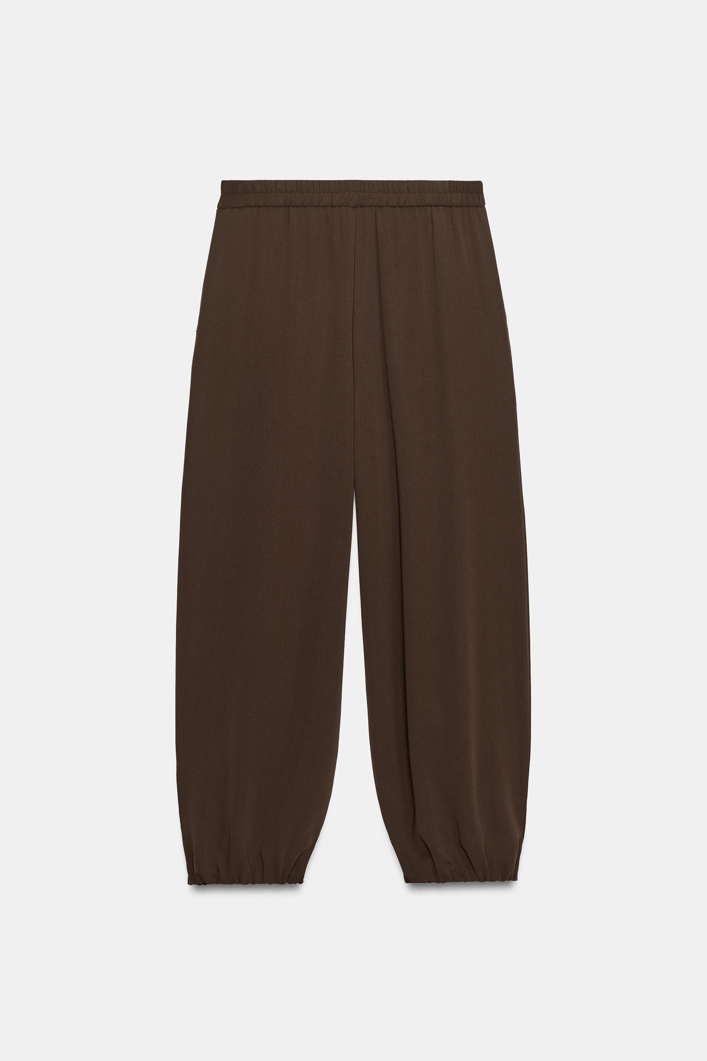 Женские брюки Zara Pleated Bloomer, цвет: Коричневый — фото 3