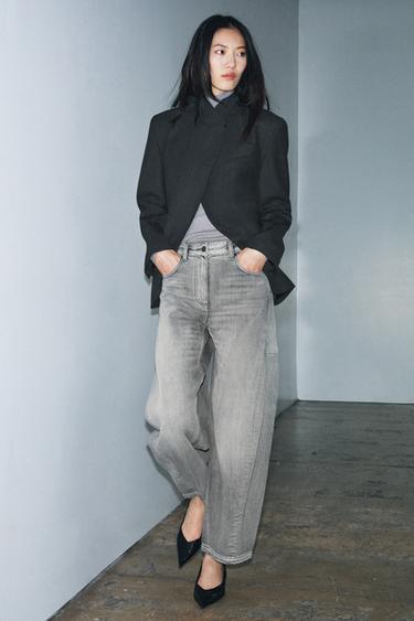 JEANS ZW COLLECTION ANKLE BALLOON MITTELHOHEM BUND - Grau von Zara