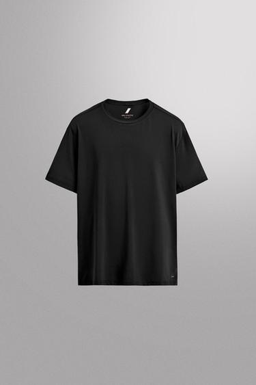 Zara BASIC TECHNICAL T-SHIRT - Black