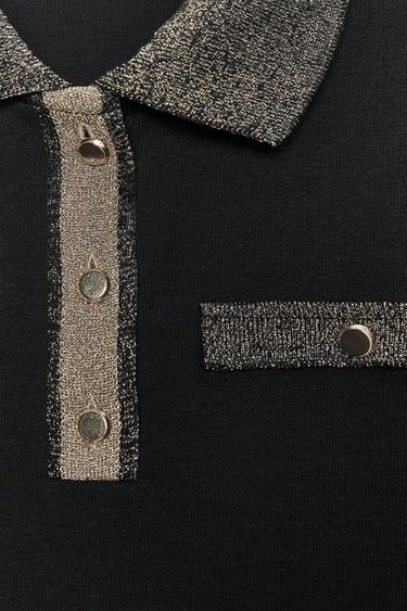 T-SHIRT FIL MÉTALLISÉ - Noir de Zara - Image 8