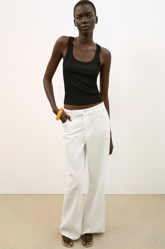 Zara RIBBED TANK TOP - Black - Image 0