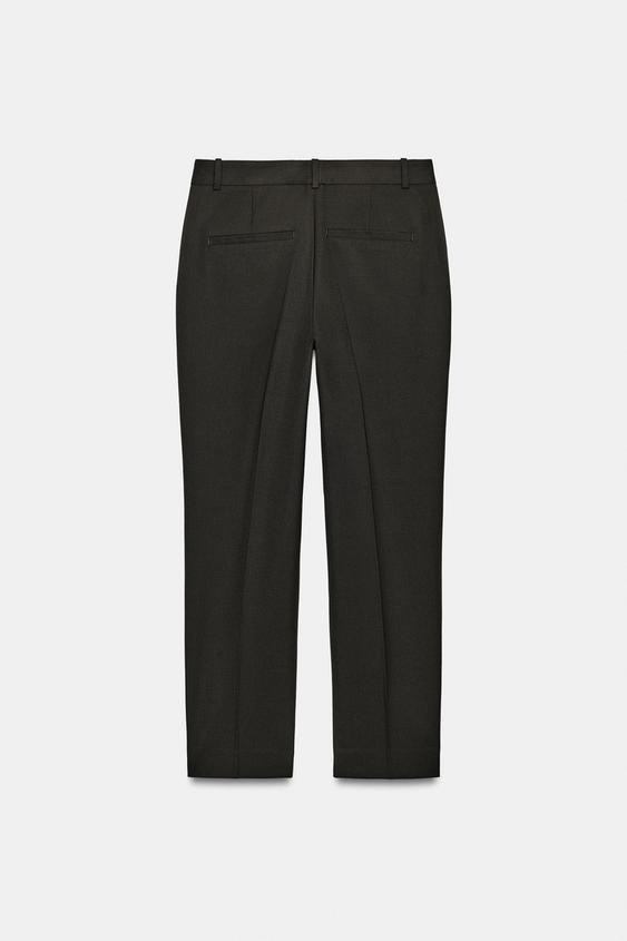 LOW-RISE CROPPED TROUSERS - Brown by Zara - Image 5