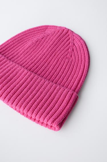 BONNET EN MAILLE UNIE - Rose de Zara - Image 1