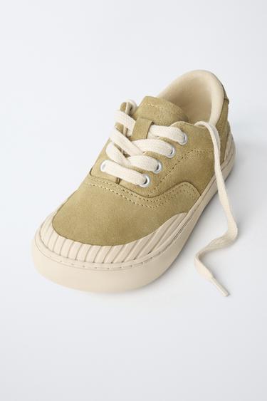 TENNIS OU BASKET EN CUIR - Vert kaki de Zara - Image 3