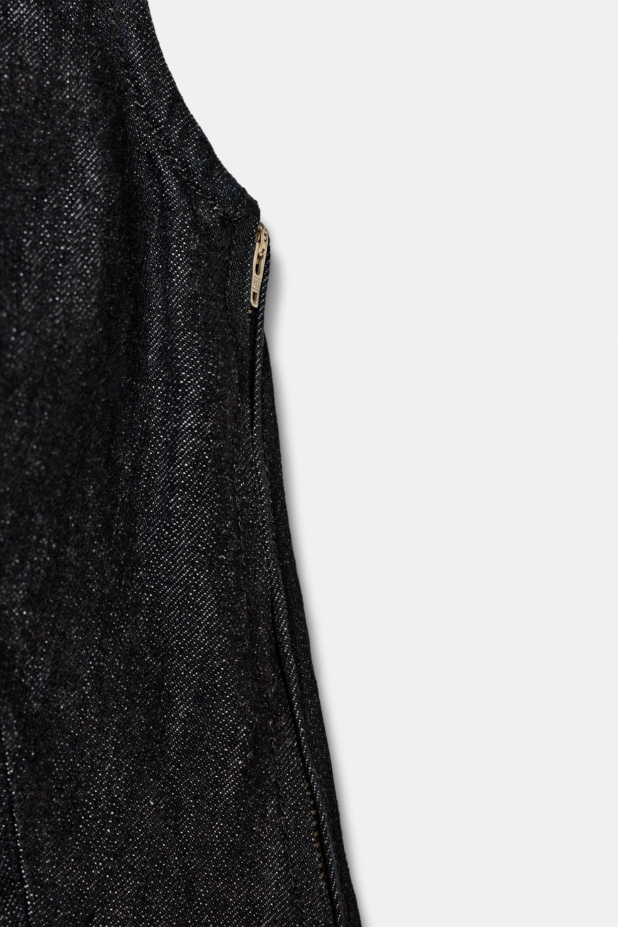 TRF DENIM HALTER TOP WITH TIE DETAIL
