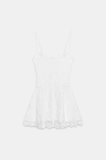 ROBE COURTE EN CROCHET - Blanc de Zara - Image 7