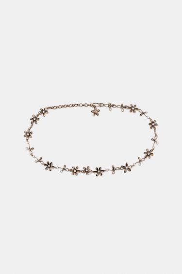 CINTURÓN METÁLICOS FLORES JOYAS - Oro viejo de Zara