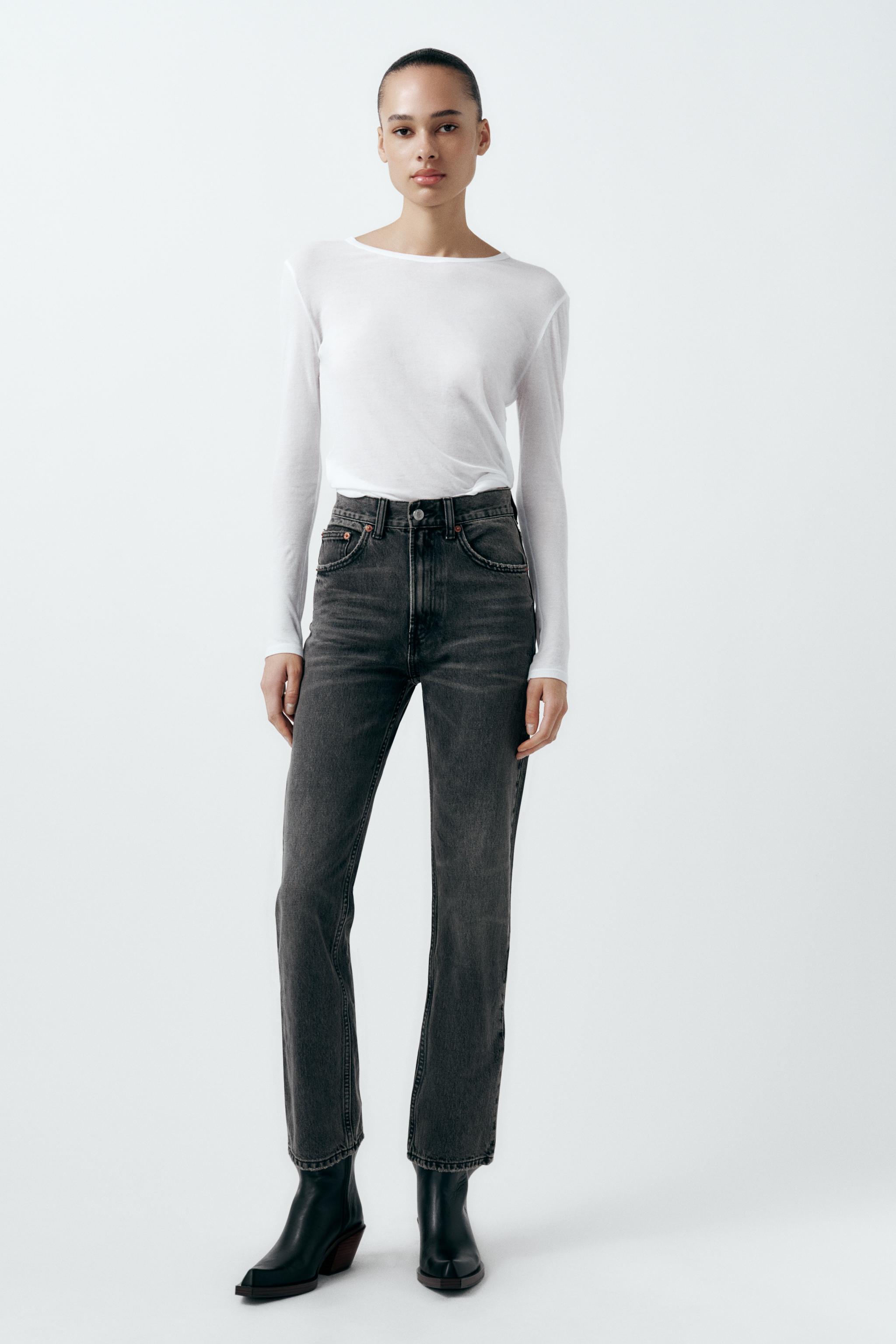 TRF STRAIGHT LEG JEANS WITH A HIGH WAIST - Anthracite grey