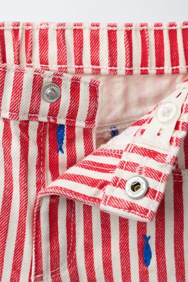 MOM FIT TWILL BERMUDA SHORTS WITH EMBROIDERED FISH CASA LAWA X ZARA KIDS - Red by Zara - Image 2