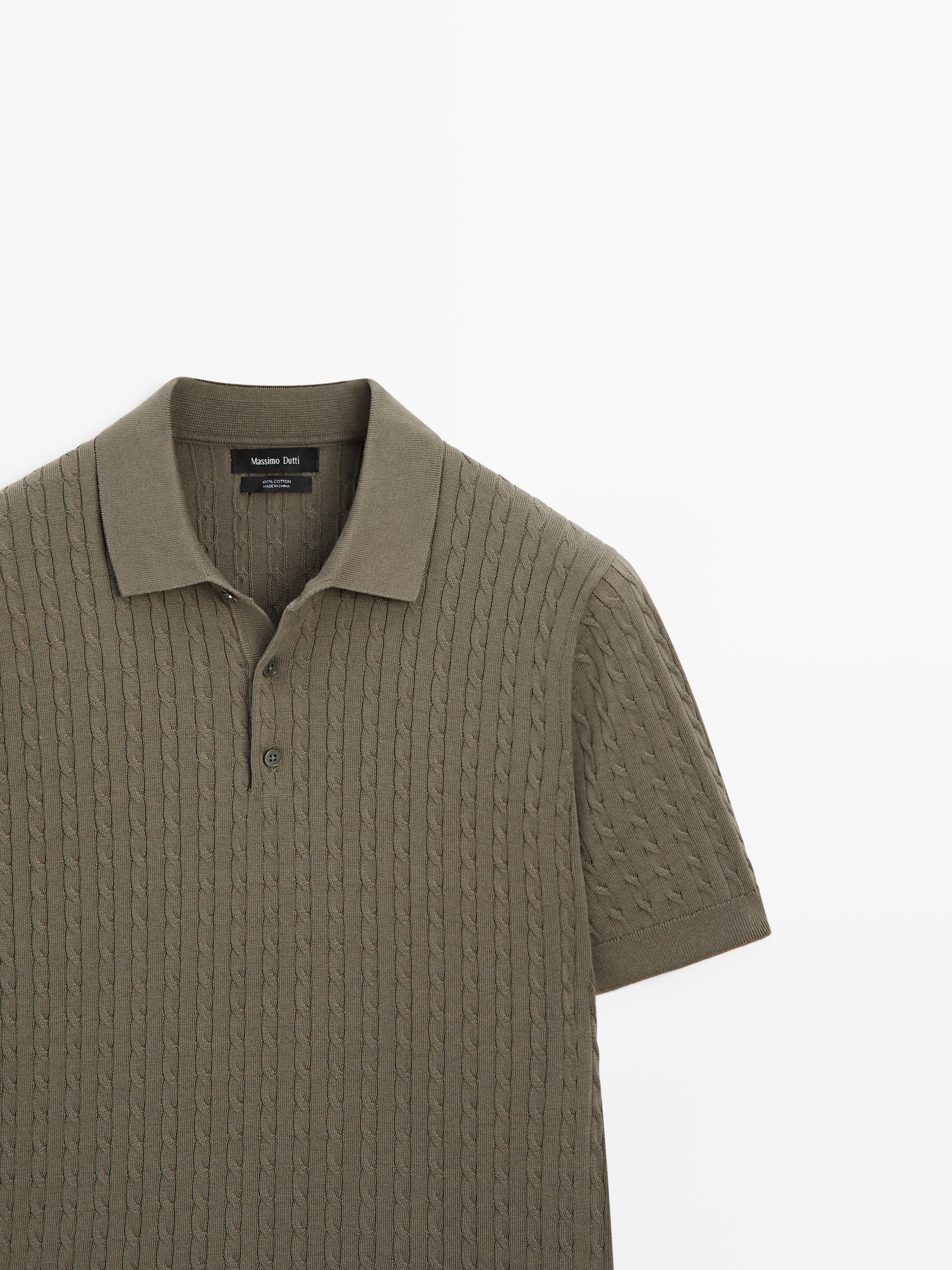Polo en maille tressée 100 % coton