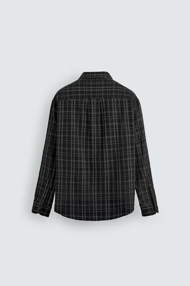 TEXTURED CHECK SHIRT - Black by Zara - Image 6