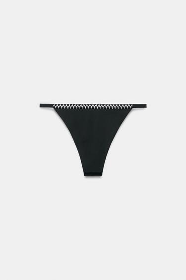 CROCHET CONTRAST BIKINI BOTTOMS - Black by Zara - Image 6