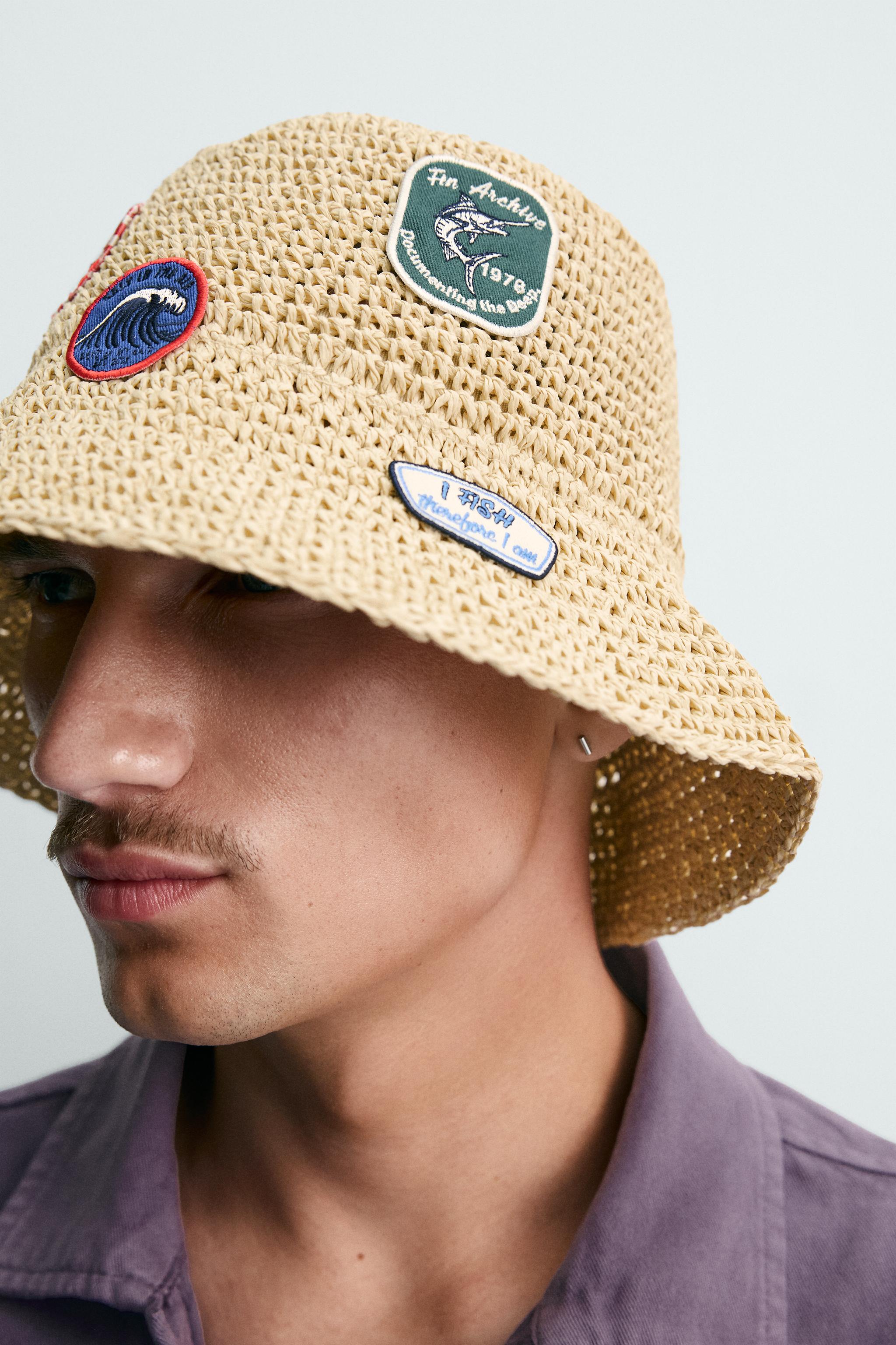 Мужские головные уборы Zara CROCHET PATCH BUCKET HAT — фото 3