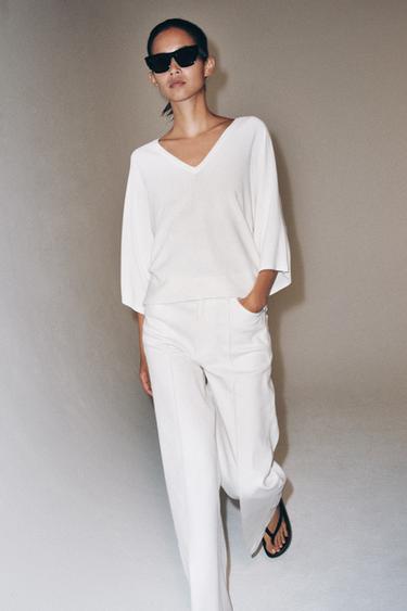 FLUID V-NECK KNIT JUMPER - White by Zara