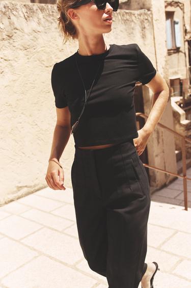 CROPPED SZTRECCS PÓLÓ – Fekete a ZARA-tól