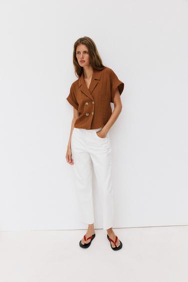 SHORT SLEEVE WRAP SHIRT - Russet by Zara