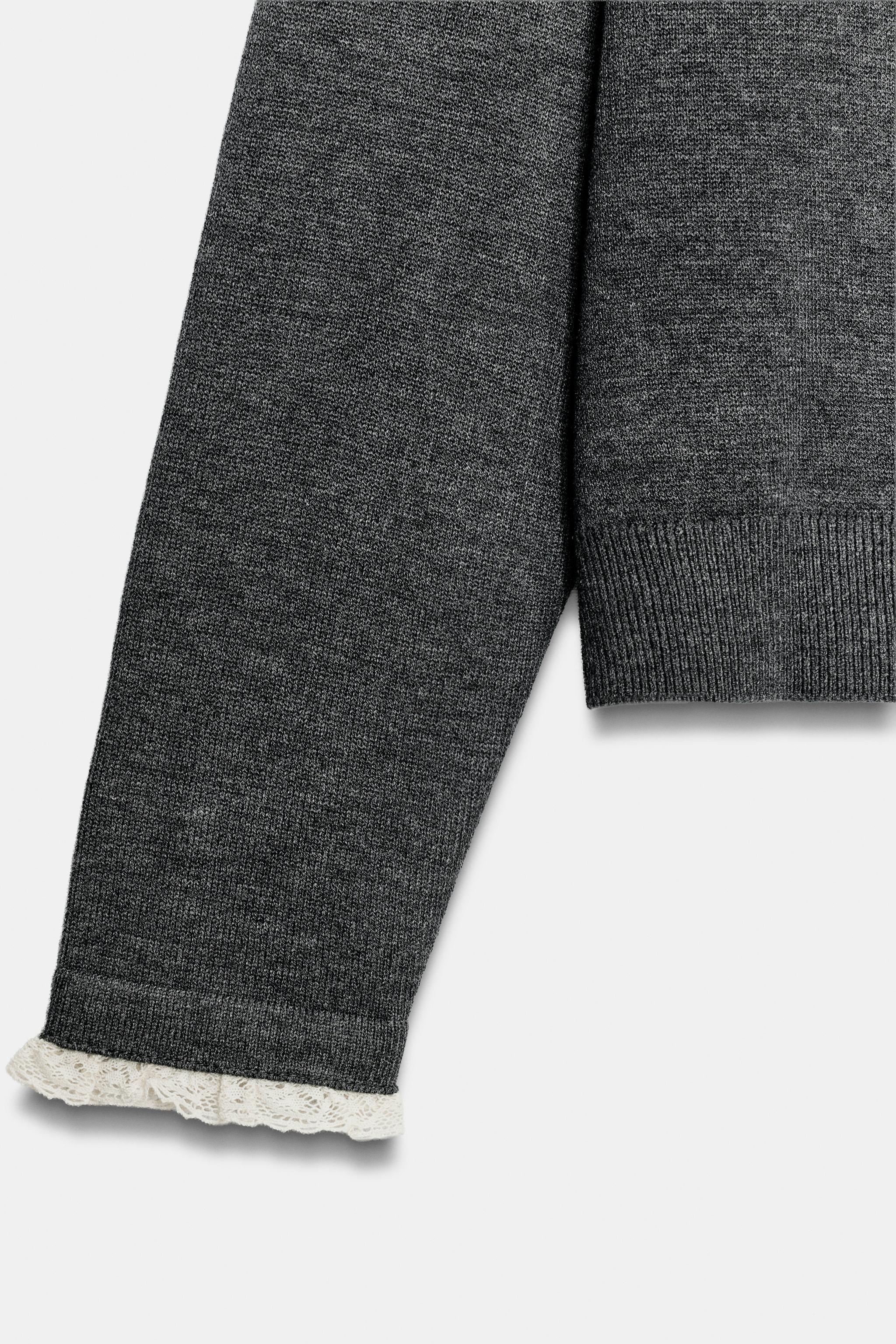 CONTRAST LACE-TRIM CARDIGAN