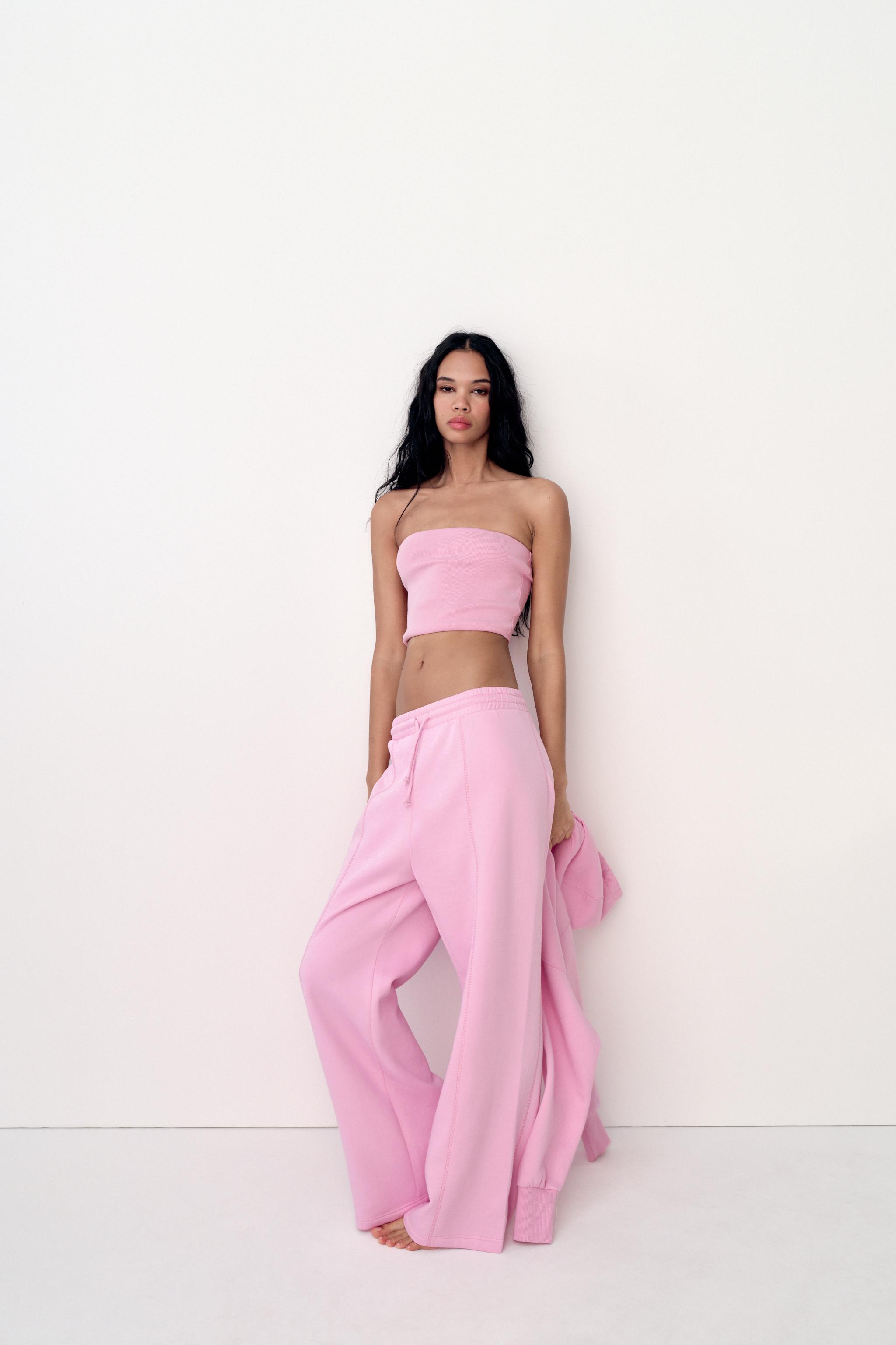 New Look layered tulle bandeau top in pink