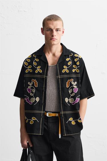 CAMISA BORDADO FLORAL - Multicolor de Zara