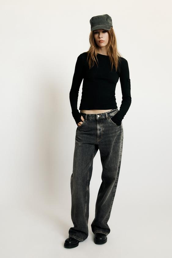 100% COTTON POCKET T-SHIRT - Black by Zara - Image 0