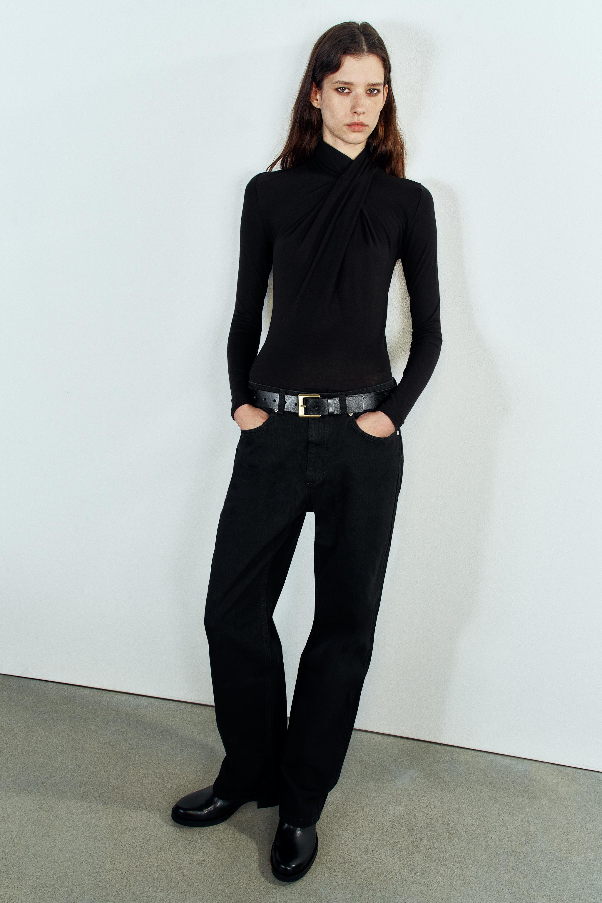 Draped High Neck T-Shirt by Zara
