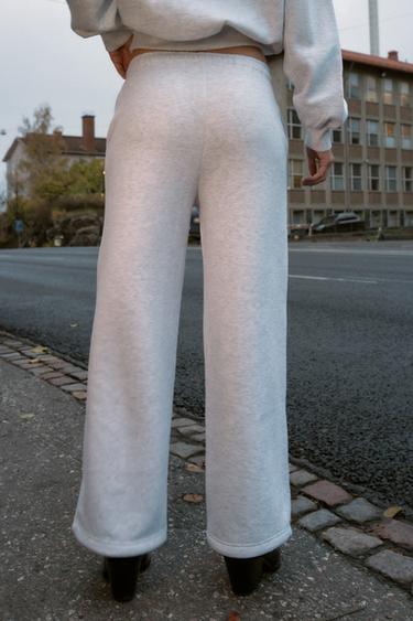 BASIC STRAIGHT PLUSH TROUSERS WITH ADJUSTABLE HEM - Grey marl by Zara