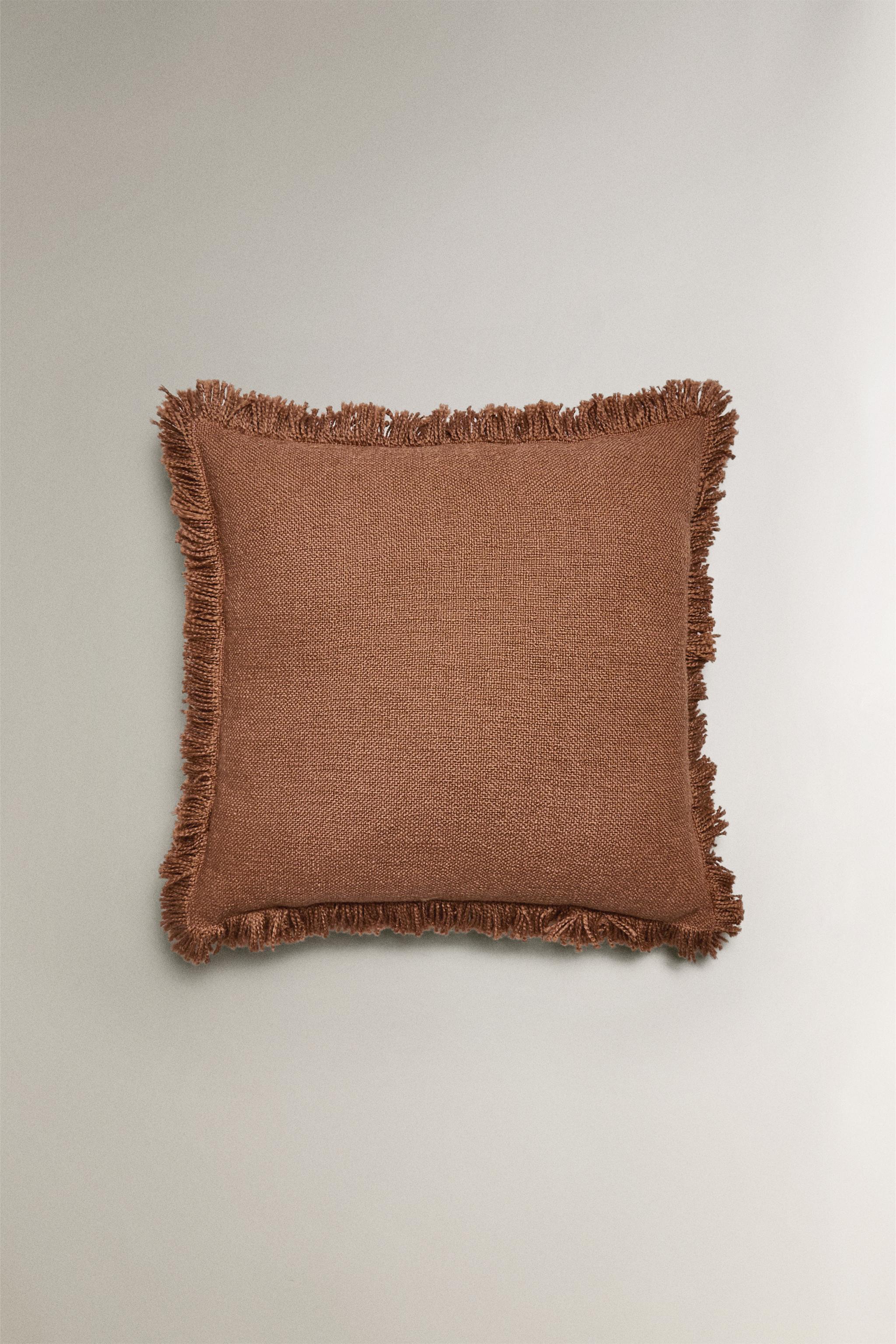 FRINGED THROW PILLOW COVER