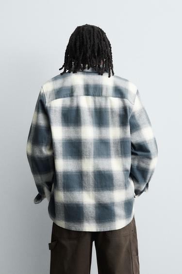 CHEMISE À CARREAUX EN FLANELLE - Bleu / Blanc de Zara - Image 2