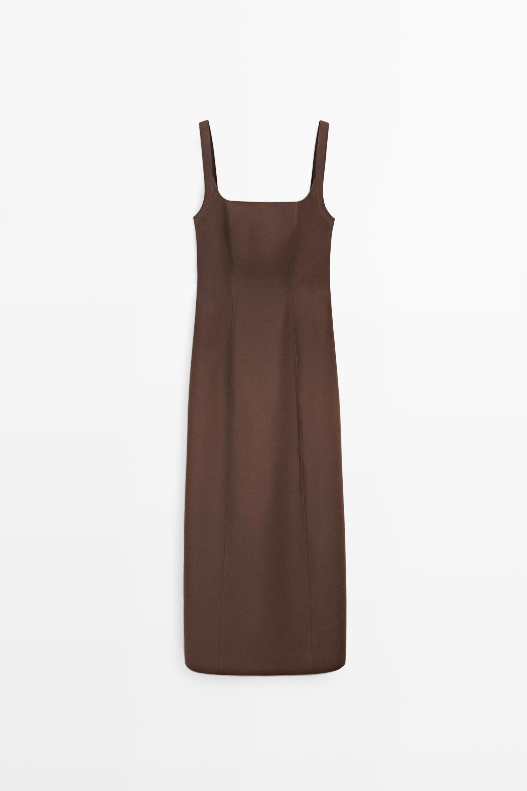 Robe midi à bretelles en mélange de coton