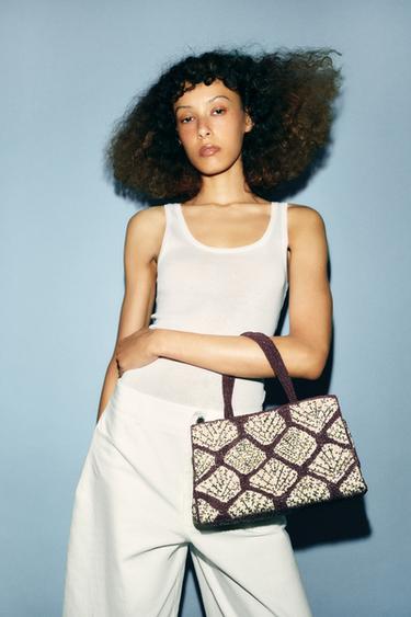 СУМКА-ШОПЕР С БЛЕСКОМ И БУСИНАМИ — Разноцветный от Zara — изображение 0