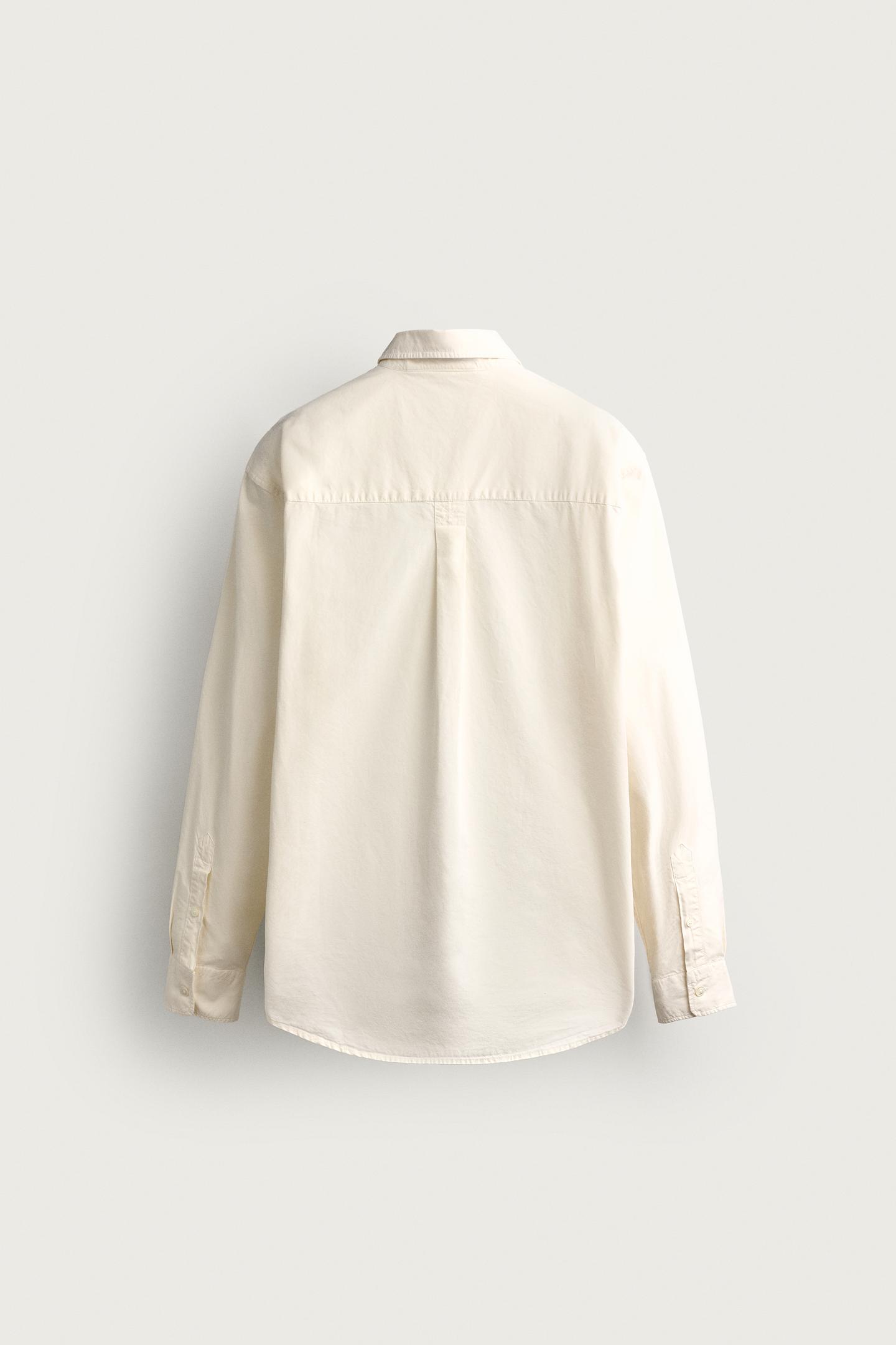 Мужская рубашка Zara Cotton Relaxed-Fit, цвет: Белый — фото 8