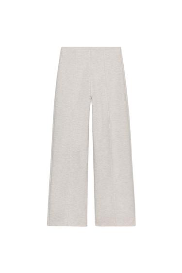 SOFT TOUCH PALAZZO TROUSERS - Beige marl by Zara