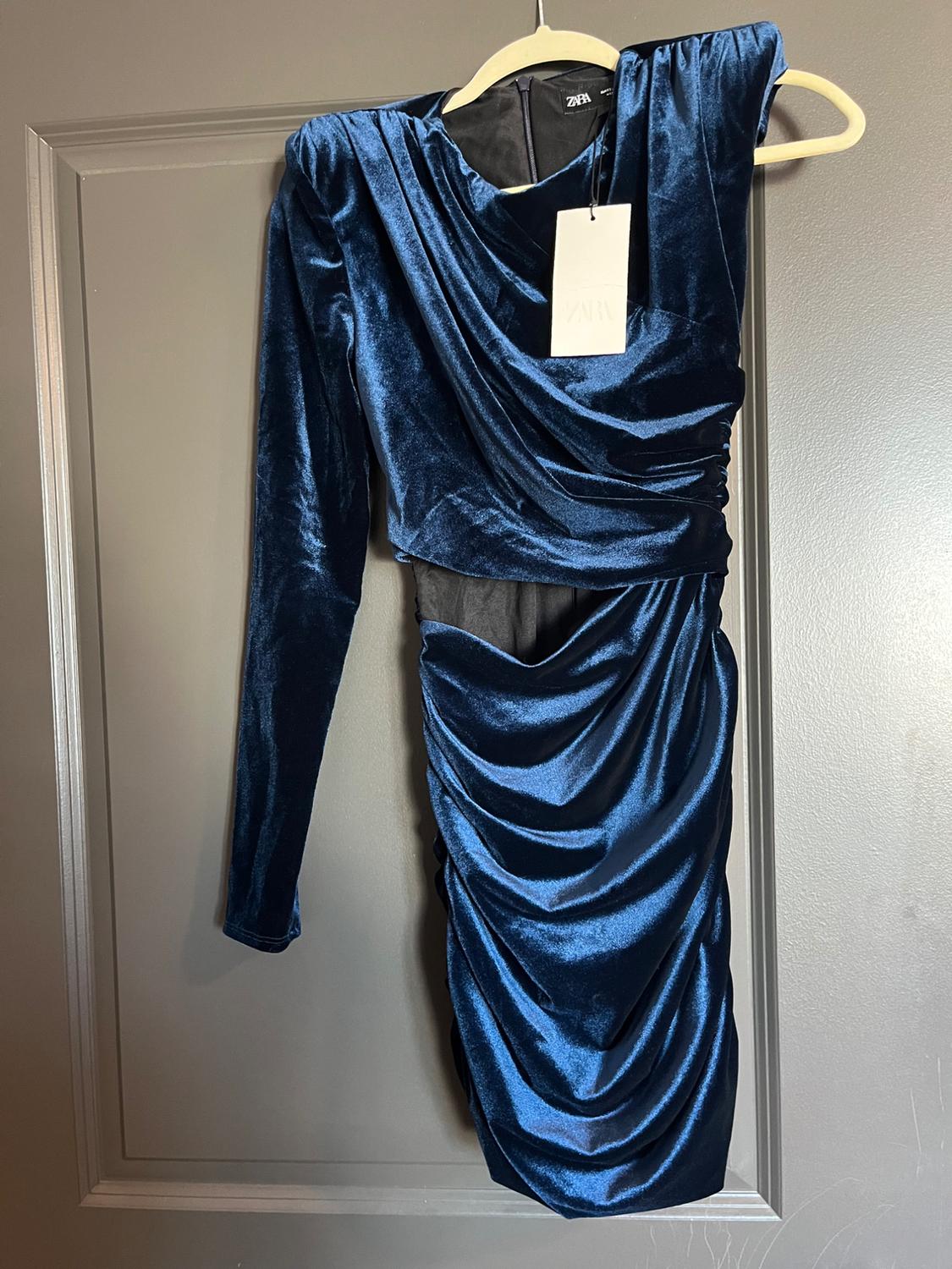 CUT OUT VELVET DRESS ZW COLLECTION - Image 2