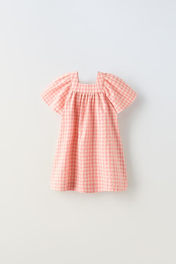 GINGHAM DRESS - Pink | ZARA United Kingdom