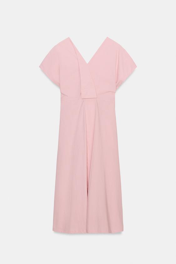 zara pink pleated dress ZARA Pleated Dress Chiffon Fuchsia New 9878/157 S M L