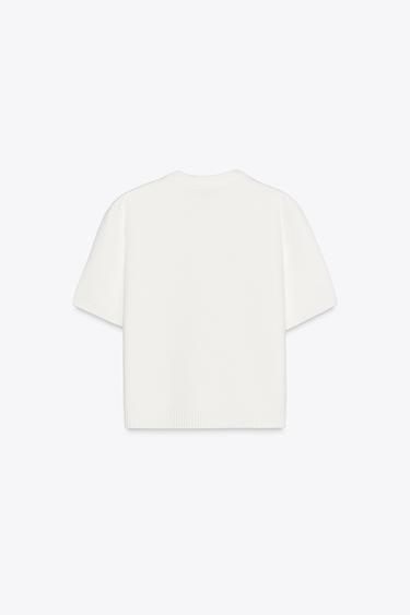 GILET EN MAILLE MANCHES COURTES - Blanc de Zara - Image 4