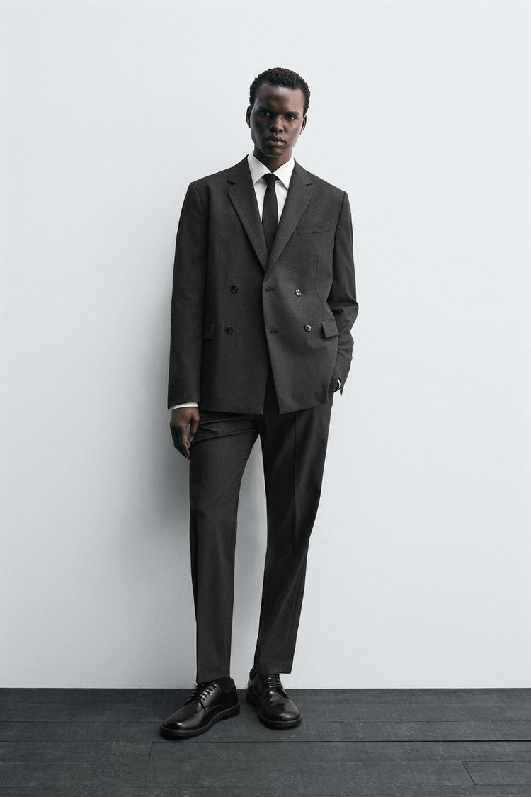 DOUBLE-BREASTED SUIT BLAZER Anthracite Grey ZARA India