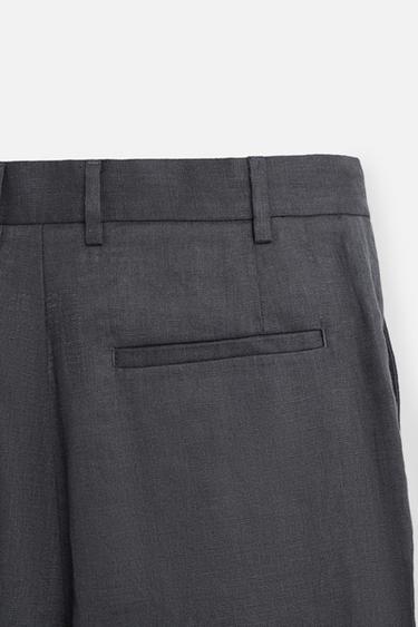 100% LINEN SUIT TROUSERS - Dark grey by Zara - Image 8