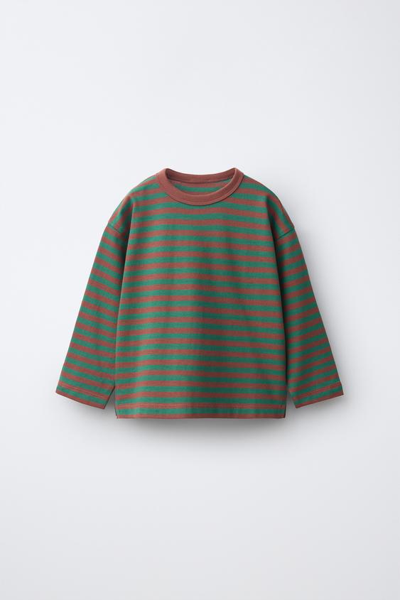 STRIPED PRINT T-SHIRT - orange-green by Zara - Image 0