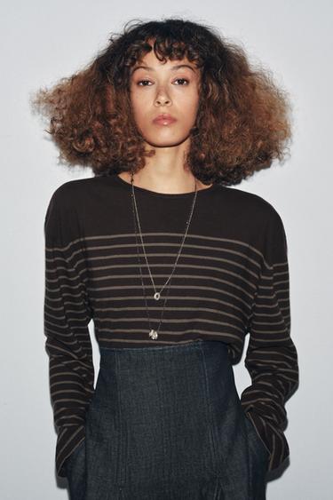 Zara STRIPED LONG SLEEVE T-SHIRT - Striped