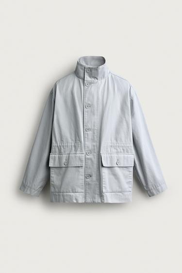 PARKA RELAXED FIT COM BOLSOS E EFEITO ESTONADO - Azul-pastel da Zara - Imagem 0