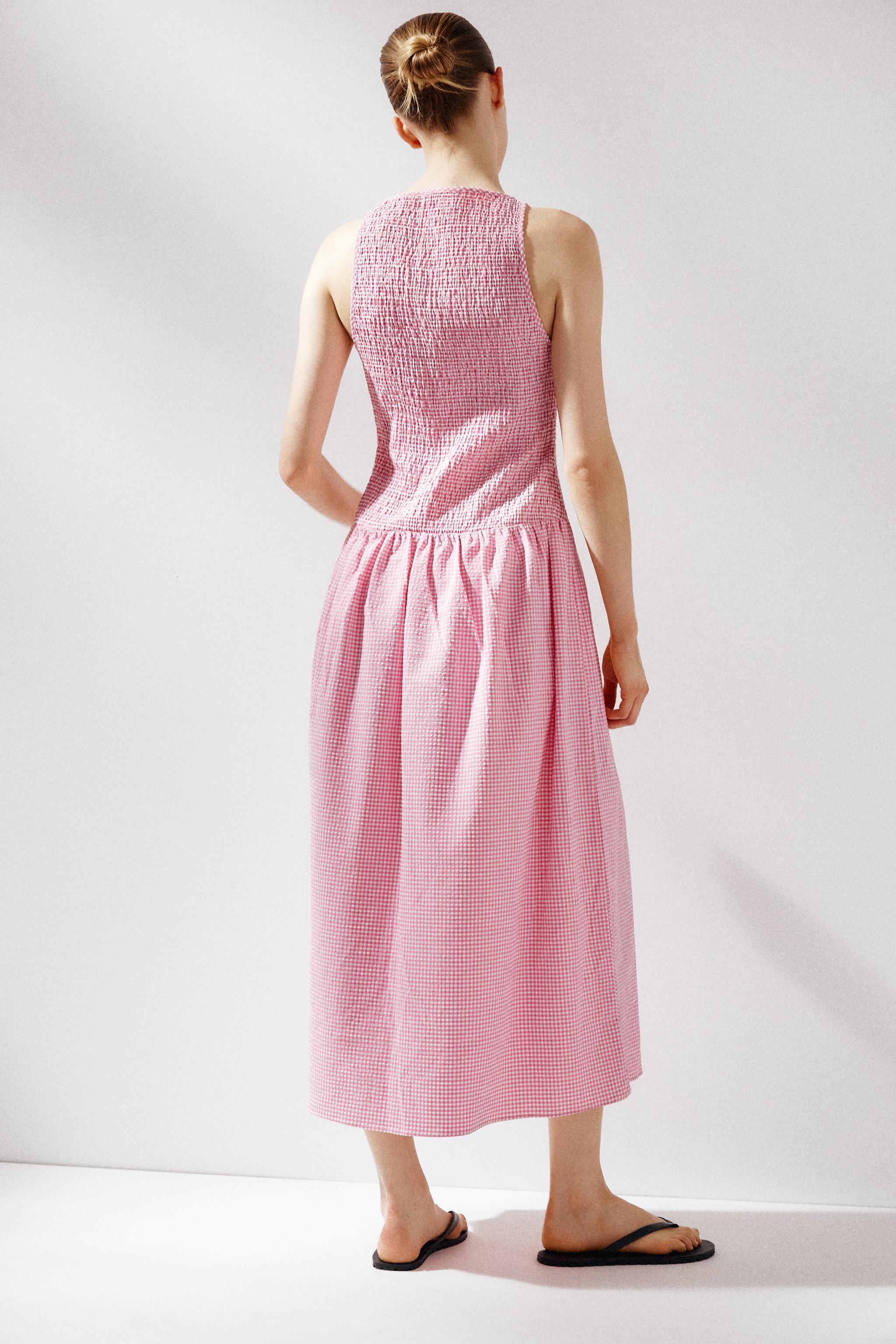 【Mサイズ】（ピンク）ルミニョン Candycheck panel dress an/アン】チェック柄/ ストレッチツイード/ フロントボタン