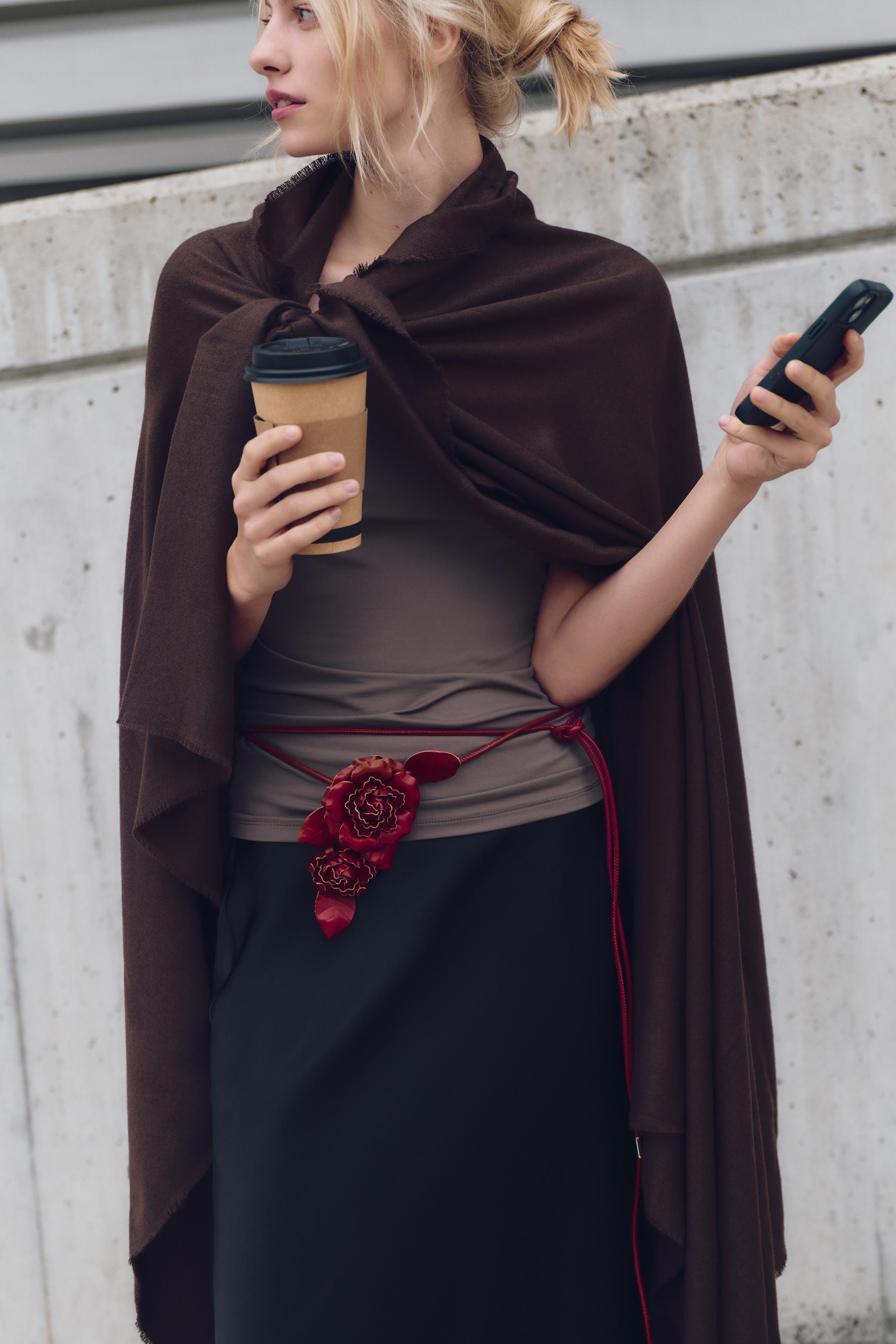 Cappotto Sciarpa Grande Zara Scialle Zara Foulard Zara In