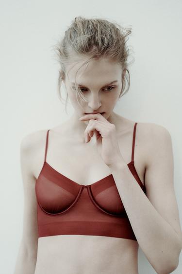 MESH-BH MIT BÜGELN - Granatrot von Zara - Bild 0