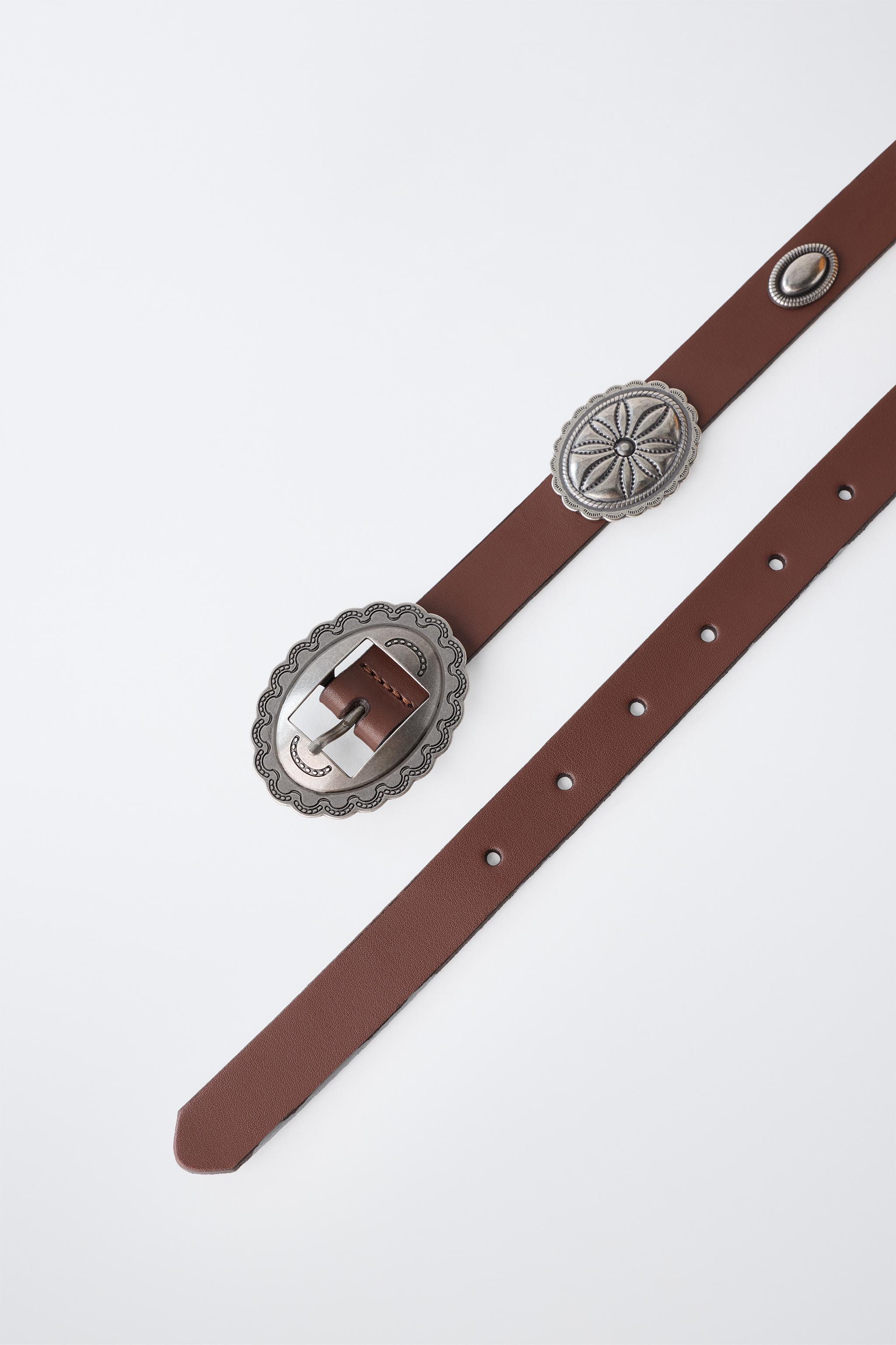 CEINTURE 100% CUIR À FORMES MÉTALLIQUES