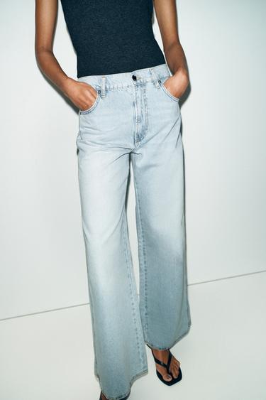 Z1975 STRAIGHT LOW-RISE JEANS WITH SEAM DETAIL - Light blue by Zara