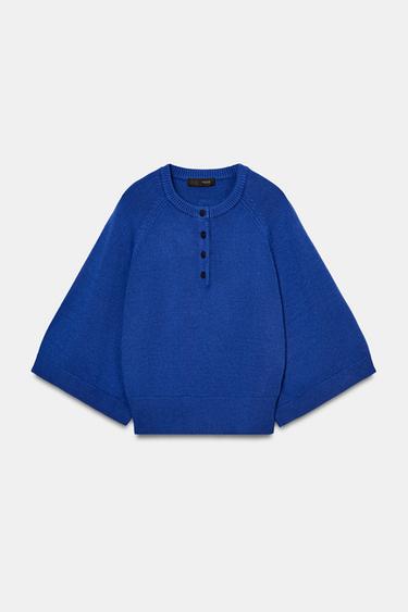 WIDE SLEEVE KNIT JUMPER - Bluish by Zara