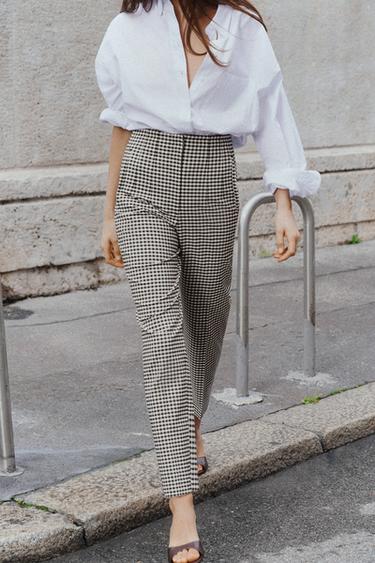 HIGH-WAIST TROUSERS - Black / White by Zara