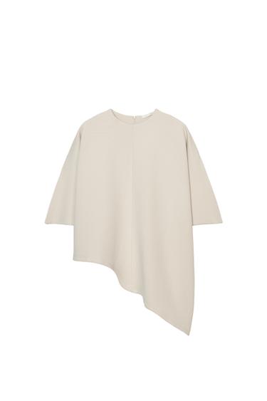 ASYMMETRIC INTERLOCK CAPE - Ecru by Zara