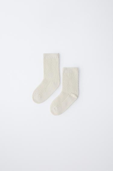 COTTON SILK KNIT SOCKS - Ecru by Zara - Image 3